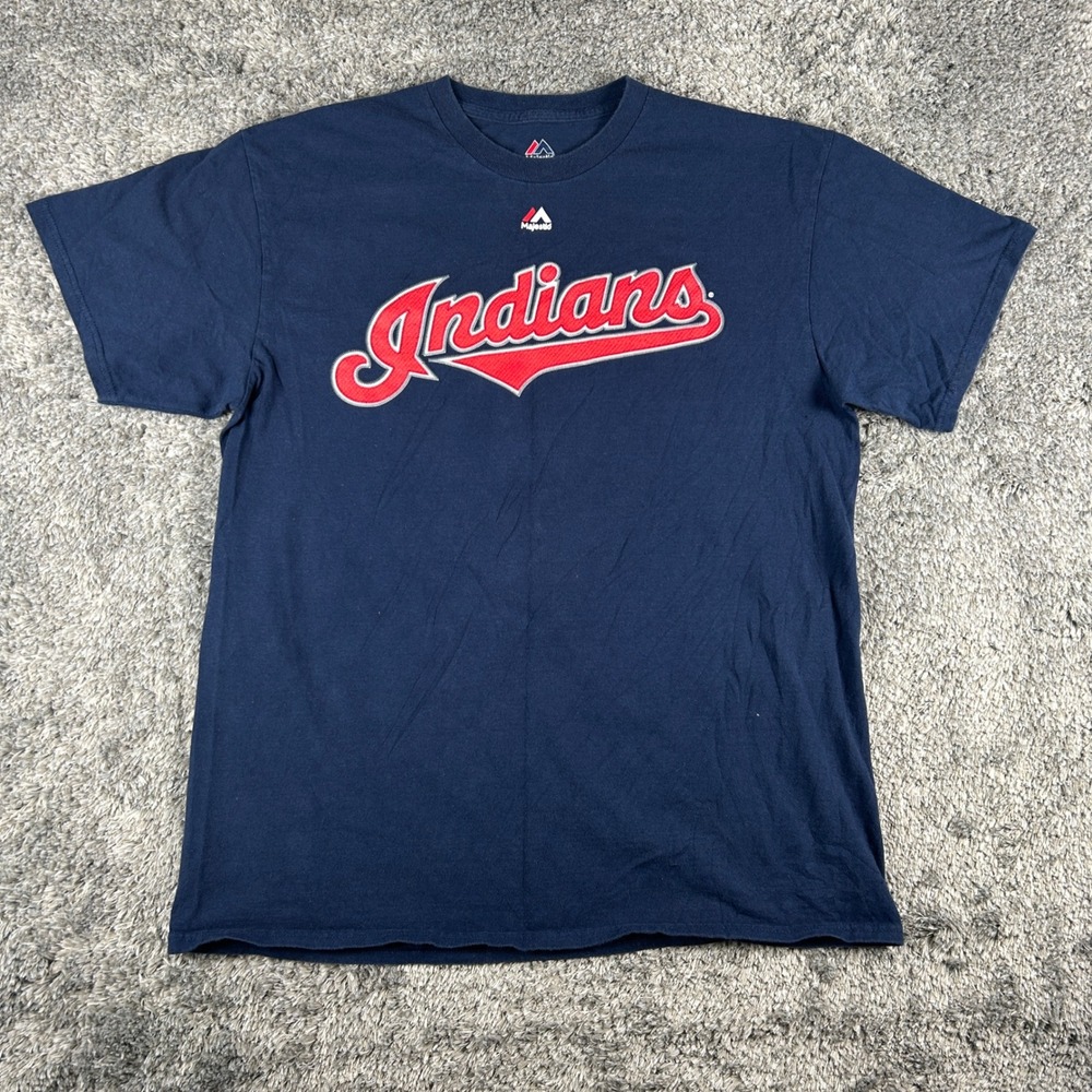 Cleveland Indians Francisco Lindor‎ 12 Shirt Mens Large Navy Blue Majestic MLB